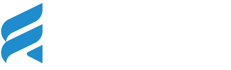 Blaues abstraktes Logo auf der linken Seite, mit dem Text "SEO Agentur Zug powered by beyond web" in hellgrau auf einem hellen Hintergrund.